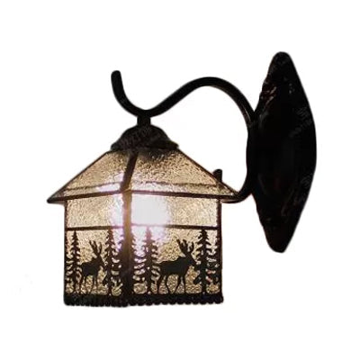 Frendorf | Lodge Glas-in-lood Wandverlichting met Gebogen Arm Enkele Licht Mini Wandmontage Licht