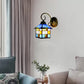 Frendorf | Lodge Glas-in-lood Wandverlichting met Gebogen Arm Enkele Licht Mini Wandmontage Licht