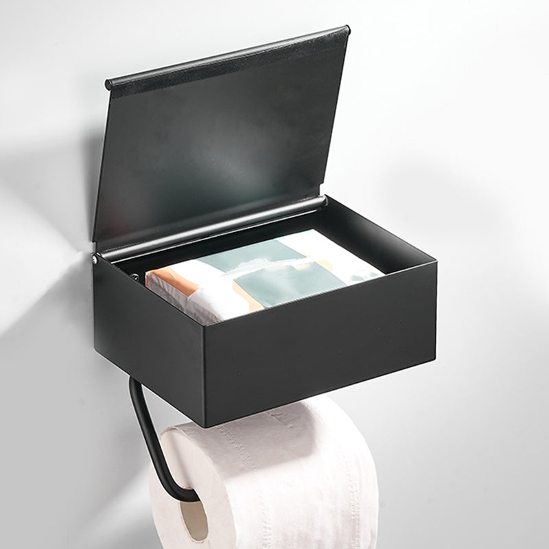 Frendorf | 2-teiliges Edelstahl Classic Badezimmerzubehörset Schwarz & Chrom Papierhalter