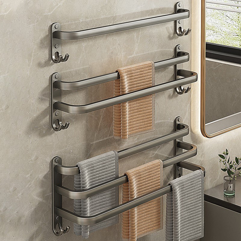 Frendorf | 2-teiliges modernes Badzubehörset aus Aluminium mattgrau Handtuchstange