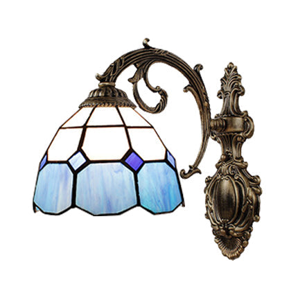 Frendorf | Blaue Glas Wandbeleuchtung Barockstil 1 Licht Innenwandleuchte für Flur