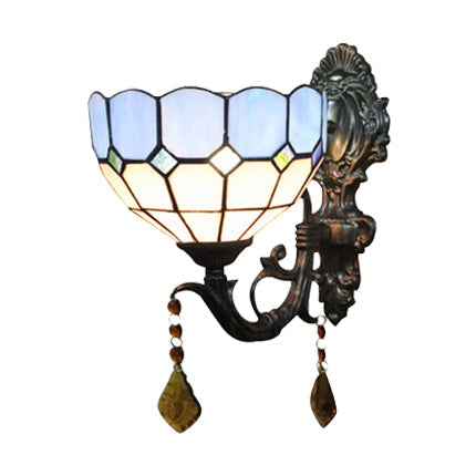 Frendorf | Blaue Glas Wandbeleuchtung Barockstil 1 Licht Innenwandleuchte für Flur