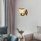Frendorf | Missie stijl mini wandlamp met glas in lood 1 lichteenheid wandgemonteerd lamp met gebogen arm in beige