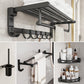 Frendorf | Chrome/Schwarz Klassisches Badezimmerzubehör Set Modernes Bade-Regal/Handtuchstange & Papierhalter