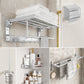 Frendorf | Chrome/Schwarz Klassisches Badezimmerzubehör Set Modernes Bade-Regal/Handtuchstange & Papierhalter