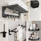 Frendorf | Chrome/Schwarz Klassisches Badezimmerzubehör Set Modernes Bade-Regal/Handtuchstange & Papierhalter