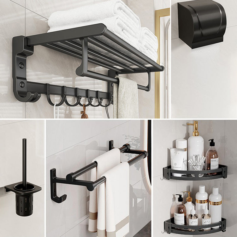 Frendorf | Chrome/Schwarz Klassisches Badezimmerzubehör Set Modernes Bade-Regal/Handtuchstange & Papierhalter