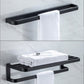 Frendorf | Modern Classic Badzubehörset aus Edelstahl Matt Schwarz Bademantelhaken/Handtuchring Bar
