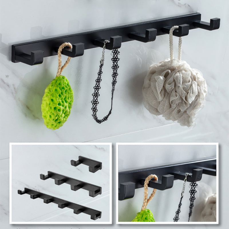 Frendorf | Modern Classic Badzubehörset aus Edelstahl Matt Schwarz Bademantelhaken/Handtuchring Bar