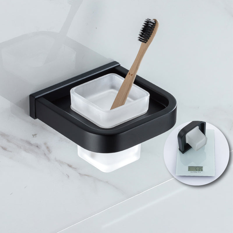 Frendorf | Modern Classic Badzubehörset aus Edelstahl Matt Schwarz Bademantelhaken/Handtuchring Bar
