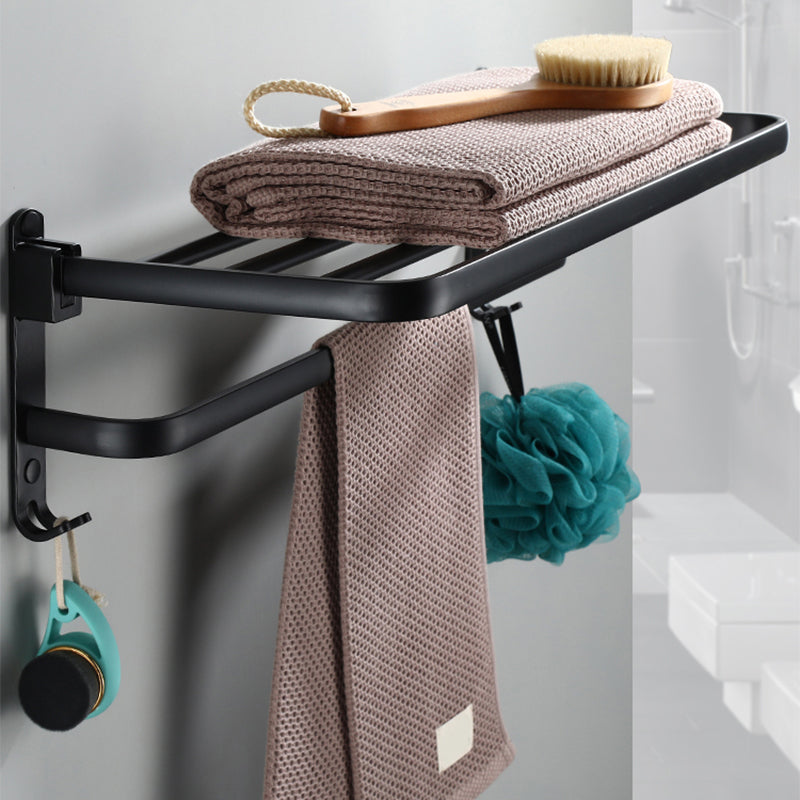 Frendorf | Zeitgemäßes Badezimmerzubehör-Set Schwarze Oberfläche Bademantelhaken/Handtuchring Bar