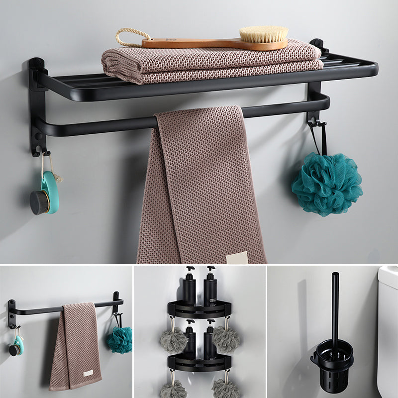 Frendorf | Zeitgemäßes Badezimmerzubehör-Set Schwarze Oberfläche Bademantelhaken/Handtuchring Bar