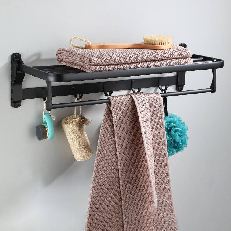 Frendorf | Zeitgemäßes Badezimmerzubehör-Set Schwarze Oberfläche Bademantelhaken/Handtuchring Bar