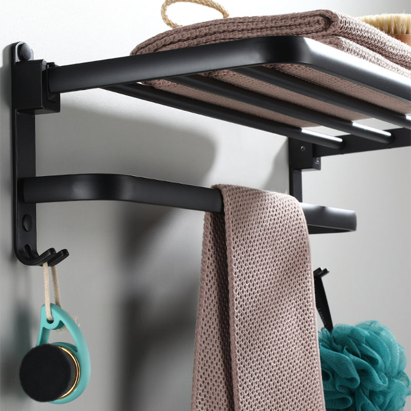 Frendorf | Zeitgemäßes Badezimmerzubehör-Set Schwarze Oberfläche Bademantelhaken/Handtuchring Bar