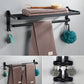 Frendorf | Zeitgemäßes Badezimmerzubehör-Set Schwarze Oberfläche Bademantelhaken/Handtuchring Bar