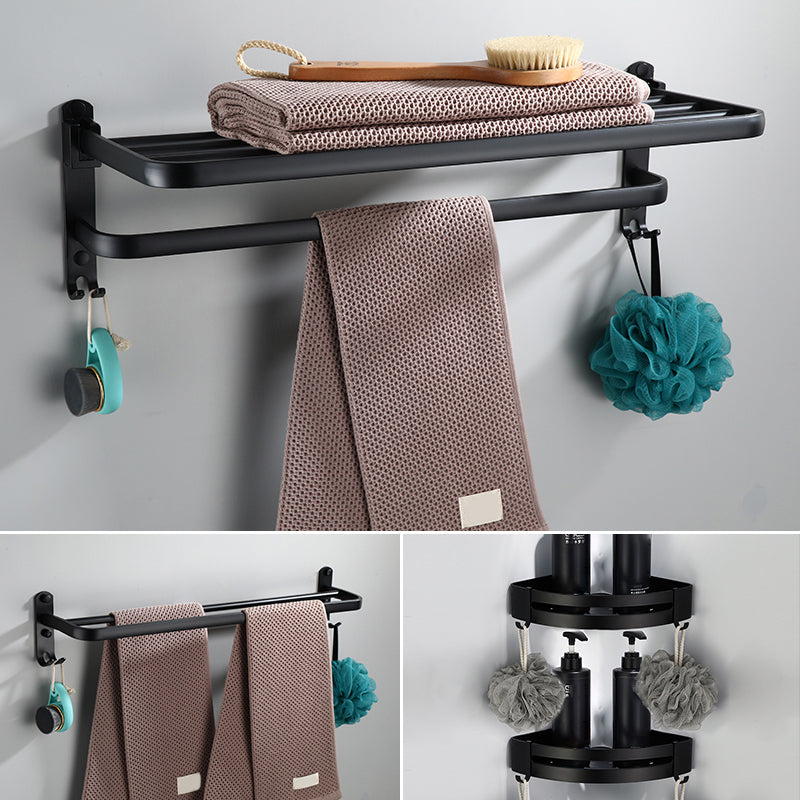 Frendorf | Zeitgemäßes Badezimmerzubehör-Set Schwarze Oberfläche Bademantelhaken/Handtuchring Bar