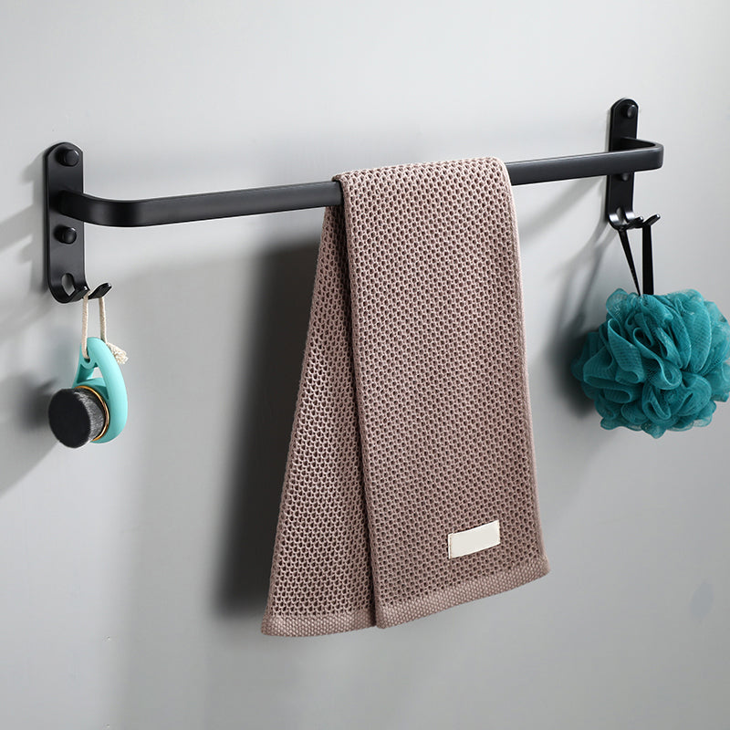 Frendorf | Zeitgemäßes Badezimmerzubehör-Set Schwarze Oberfläche Bademantelhaken/Handtuchring Bar
