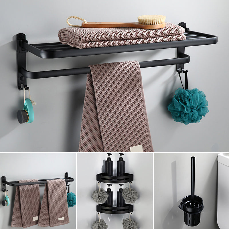 Frendorf | Zeitgemäßes Badezimmerzubehör-Set Schwarze Oberfläche Bademantelhaken/Handtuchring Bar