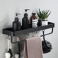 Frendorf | Zeitgemäßes Badezimmerzubehör-Set Schwarze Oberfläche Bademantelhaken/Handtuchring Bar