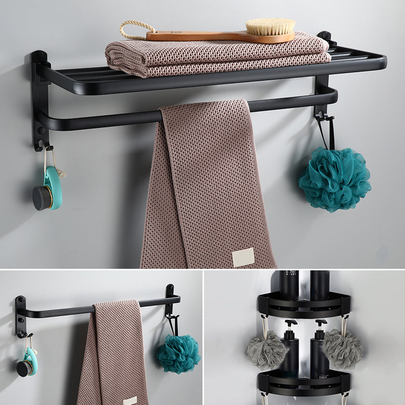 Frendorf | Zeitgemäßes Badezimmerzubehör-Set Schwarze Oberfläche Bademantelhaken/Handtuchring Bar