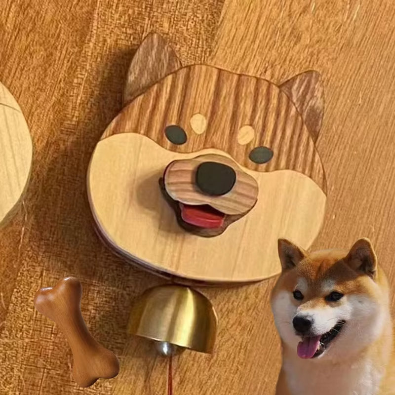 Frendorf | Verspielt Shiba Hund Gesicht Holz Klingel