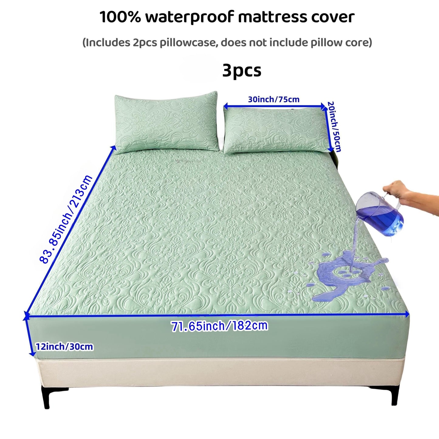 3-teiliger wasserdichter Matratzenschoner Set – Atmungsaktiv, Staubdicht, Rutschfest, Maschinenwaschbar, Spannbettlaken mit tiefem Pocket für alle Jahreszeiten