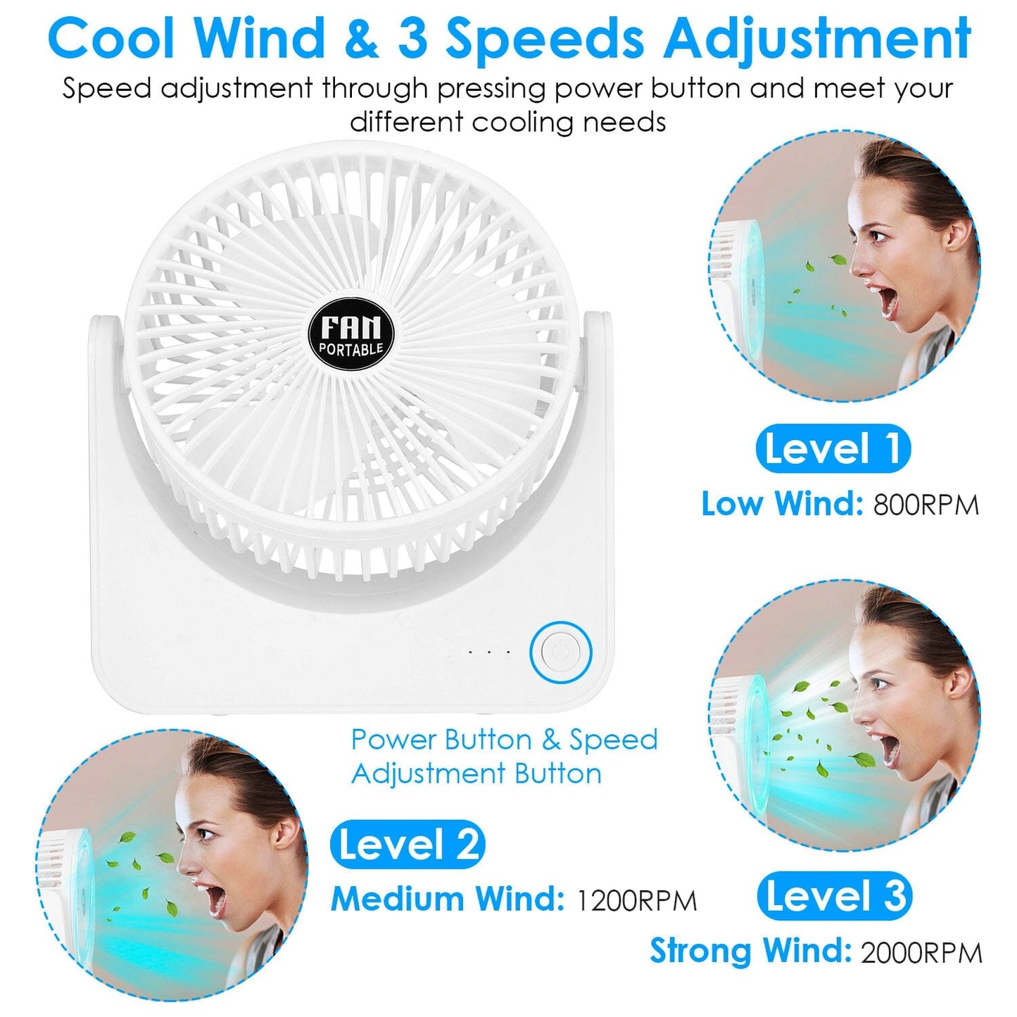 Frendorf | 6.5" Tischventilator USB-betrieben 3 Geschwindigkeiten