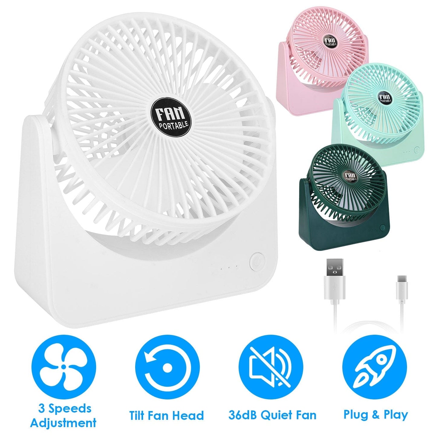 Frendorf | 6.5" Tischventilator USB-betrieben 3 Geschwindigkeiten