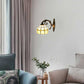Frendorf | Gekromde Arm Wandlamp met Kom Geel Glas Schaduw 1 Licht Tiffany Wandverlichting