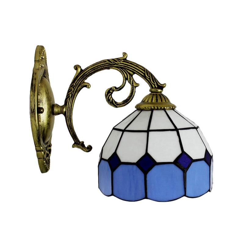 Frendorf | Gekromde Arm Wandlamp met Kom Geel Glas Schaduw 1 Licht Tiffany Wandverlichting