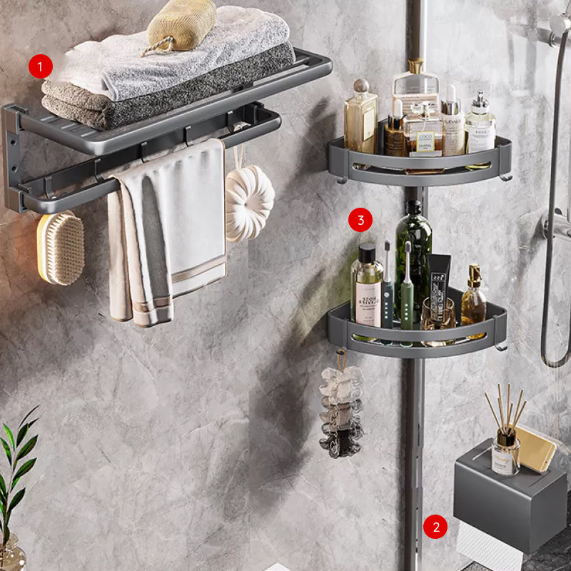 Frendorf | Moderne Badezimmer Zubehör Hardware Set Graue Handtuchstange Badregal Bad Hardware Set