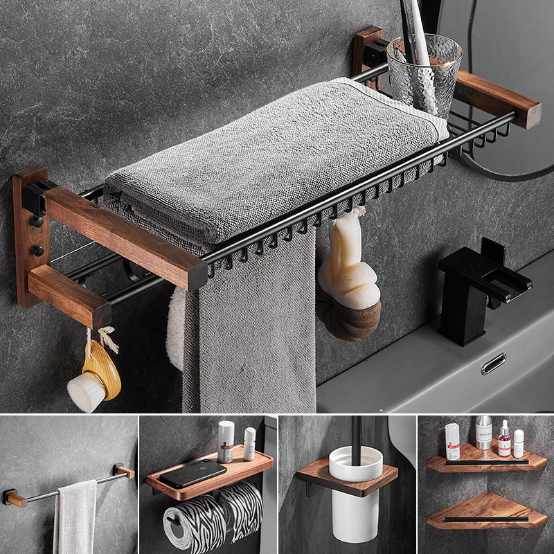 Frendorf | Holz- & Aluminium Badezimmerset Braun Badezimmerzubehörset