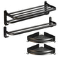 Frendorf | Klassisches Badzubehör Set in Aluminium Schwarz Finish Bademantelhaken/ Handtuchstange