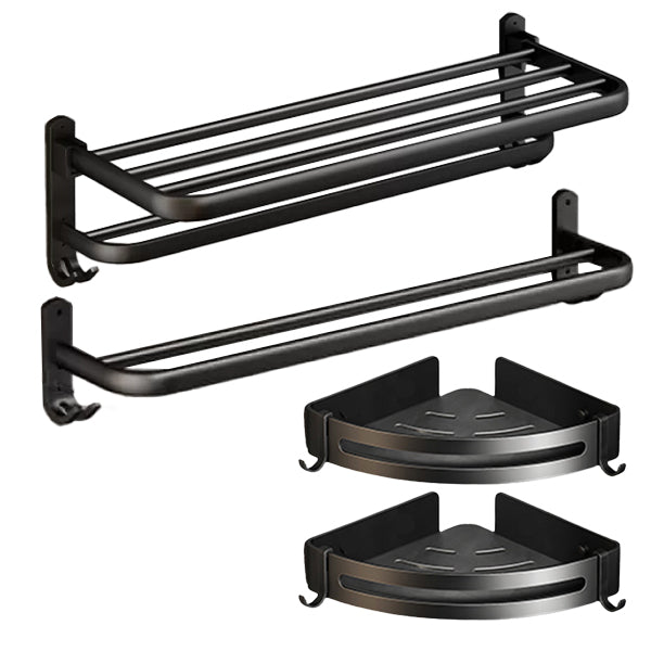 Frendorf | Klassisches Badzubehör Set in Aluminium Schwarz Finish Bademantelhaken/ Handtuchstange