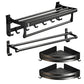 Frendorf | Klassisches Badzubehör Set in Aluminium Schwarz Finish Bademantelhaken/ Handtuchstange