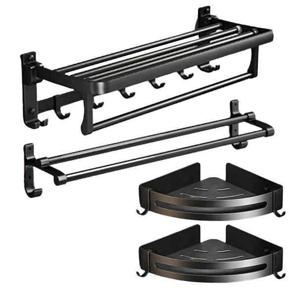 Frendorf | Klassisches Badzubehör Set in Aluminium Schwarz Finish Bademantelhaken/ Handtuchstange