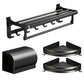 Frendorf | Klassisches Badzubehör Set in Aluminium Schwarz Finish Bademantelhaken/ Handtuchstange