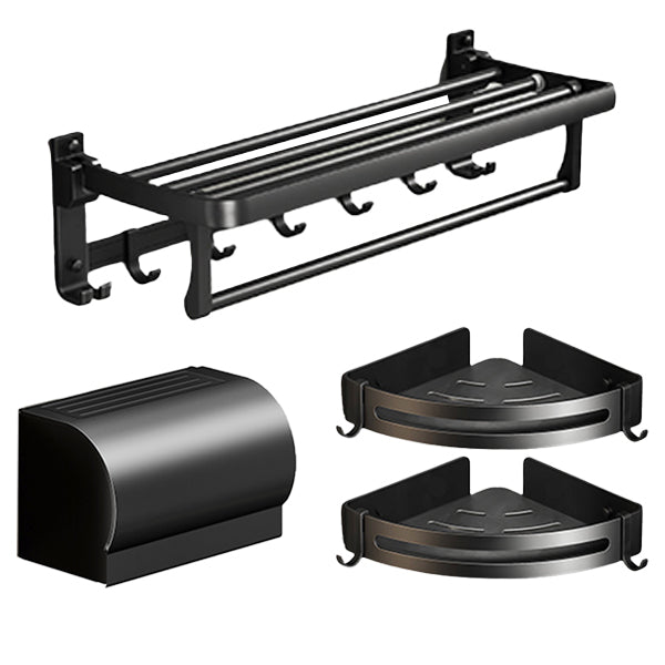 Frendorf | Klassisches Badzubehör Set in Aluminium Schwarz Finish Bademantelhaken/ Handtuchstange