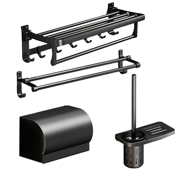 Frendorf | Klassisches Badzubehör Set in Aluminium Schwarz Finish Bademantelhaken/ Handtuchstange