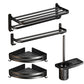 Frendorf | Klassisches Badzubehör Set in Aluminium Schwarz Finish Bademantelhaken/ Handtuchstange