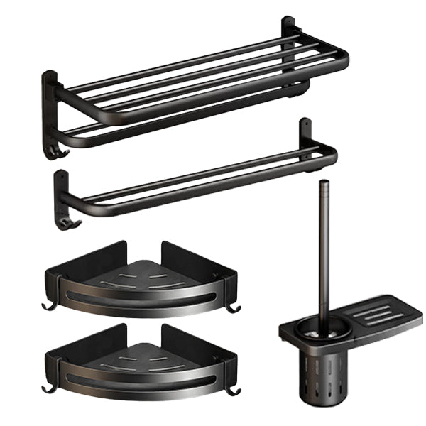 Frendorf | Klassisches Badzubehör Set in Aluminium Schwarz Finish Bademantelhaken/ Handtuchstange