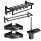 Frendorf | Klassisches Badzubehör Set in Aluminium Schwarz Finish Bademantelhaken/ Handtuchstange