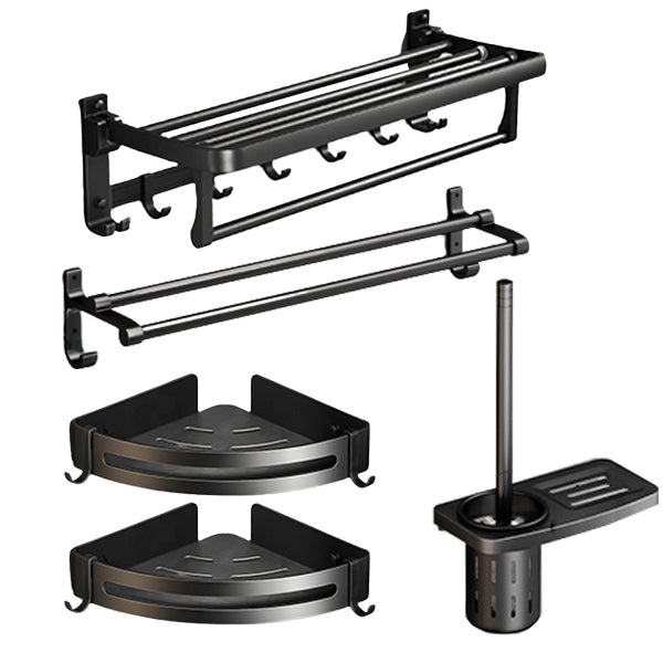 Frendorf | Klassisches Badzubehör Set in Aluminium Schwarz Finish Bademantelhaken/ Handtuchstange