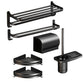 Frendorf | Klassisches Badzubehör Set in Aluminium Schwarz Finish Bademantelhaken/ Handtuchstange