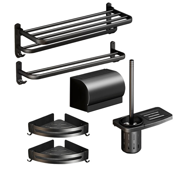 Frendorf | Klassisches Badzubehör Set in Aluminium Schwarz Finish Bademantelhaken/ Handtuchstange
