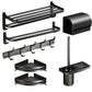 Frendorf | Klassisches Badzubehör Set in Aluminium Schwarz Finish Bademantelhaken/ Handtuchstange