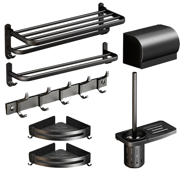 Frendorf | Klassisches Badzubehör Set in Aluminium Schwarz Finish Bademantelhaken/ Handtuchstange