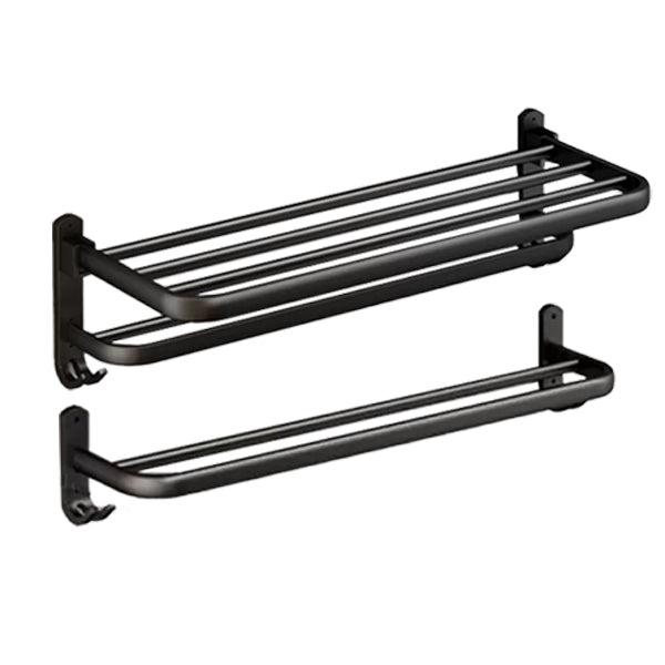 Frendorf | Klassisches Badzubehör Set in Aluminium Schwarz Finish Bademantelhaken/ Handtuchstange