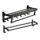 Frendorf | Klassisches Badzubehör Set in Aluminium Schwarz Finish Bademantelhaken/ Handtuchstange