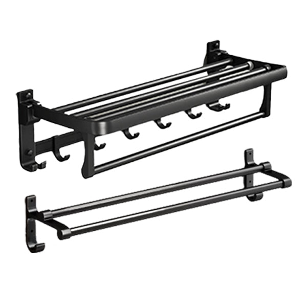 Frendorf | Klassisches Badzubehör Set in Aluminium Schwarz Finish Bademantelhaken/ Handtuchstange